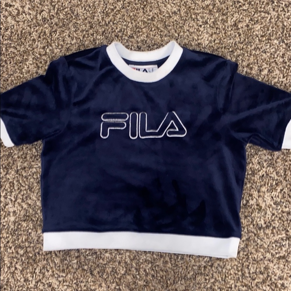 Cute velvet Fila cropped top